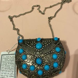 Vintage Sajai Metal Purse with Agate stones